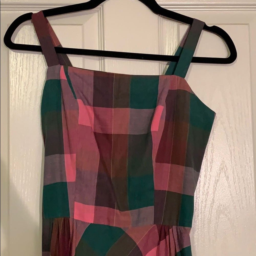 Vintage Plaid Summer Dress with Pockets - Picture 2 of 7